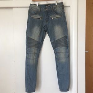 Embellish biker denim